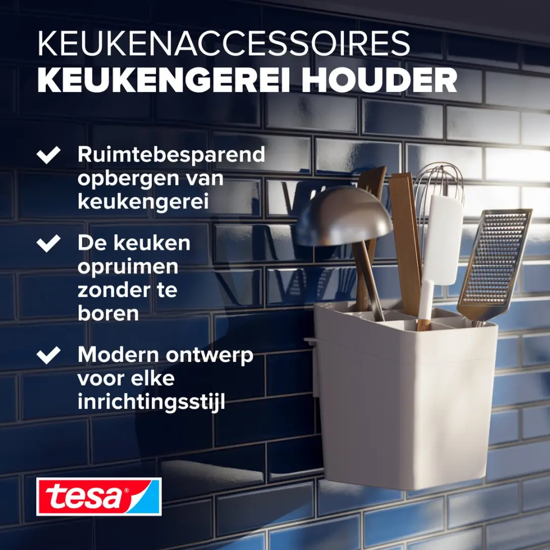 Tesa Keukenaccessoires Houder Zelfklevend - Wit