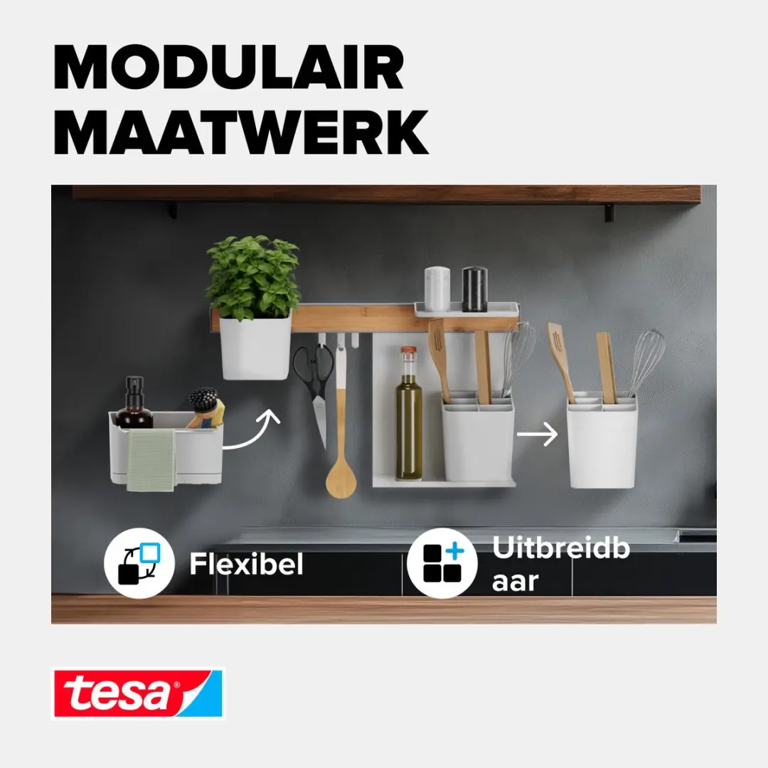 Tesa Keukenaccessoires Houder Zelfklevend - Wit