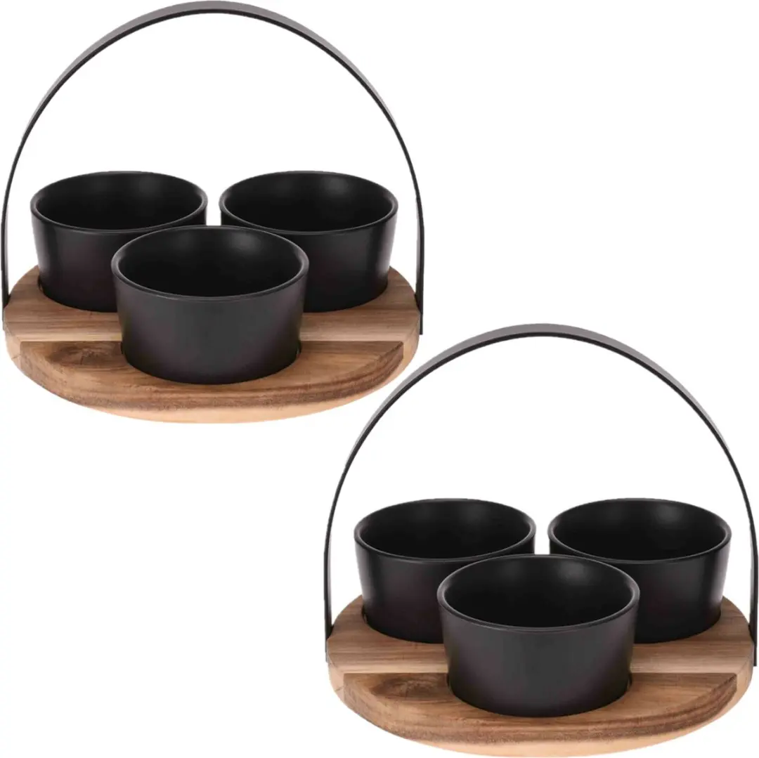 Excellent Houseware Ronde Serveerplank met 3 Schaaltjes