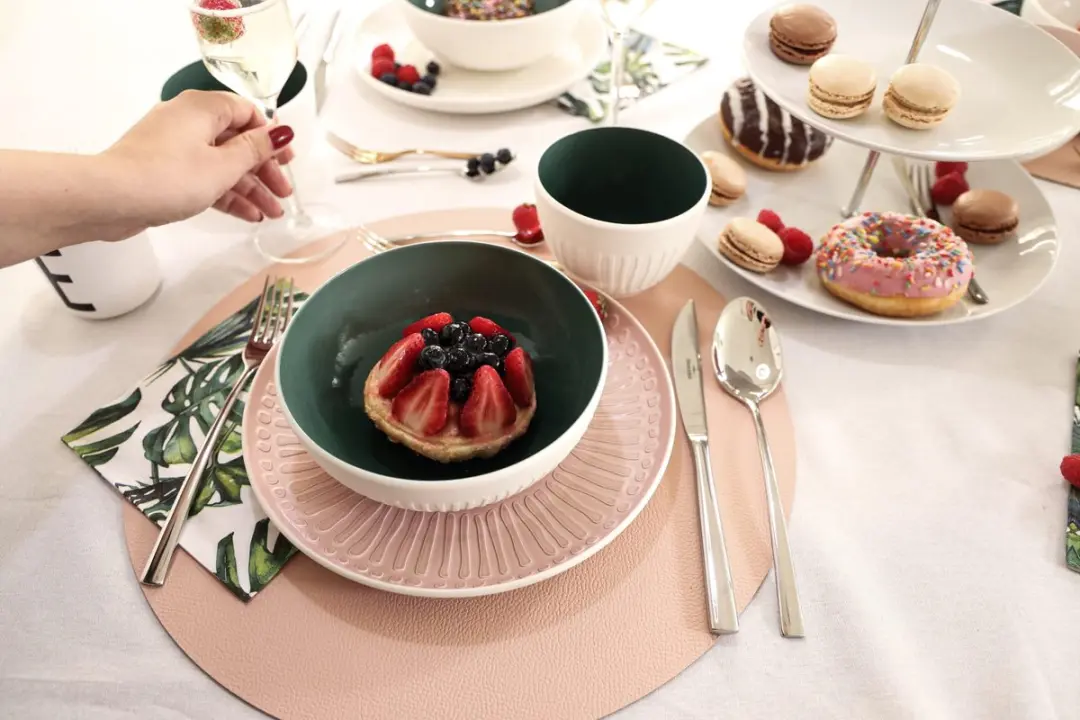 Cookinglife Placemats - 6 Stuks - Lederlook - Ø38cm - Grijs/Roze