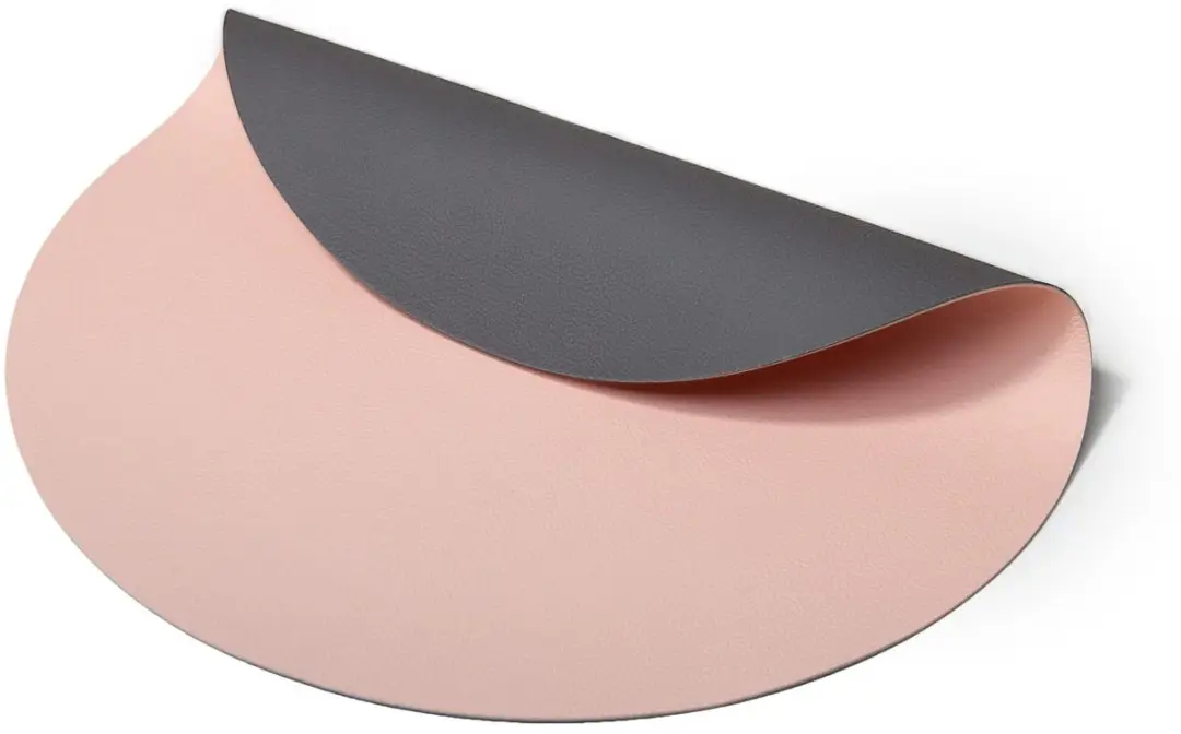 Cookinglife Placemats - 6 Stuks - Lederlook - Ø38cm - Grijs/Roze