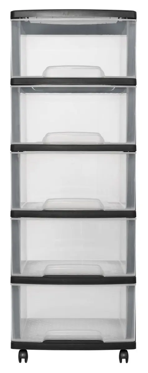 Curver Essentials Ladesysteem 5x20L - Zwart/Transparant