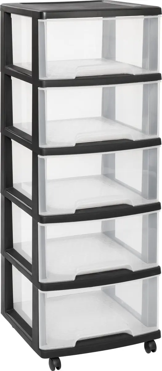Curver Essentials Ladesysteem 5x20L - Zwart/Transparant