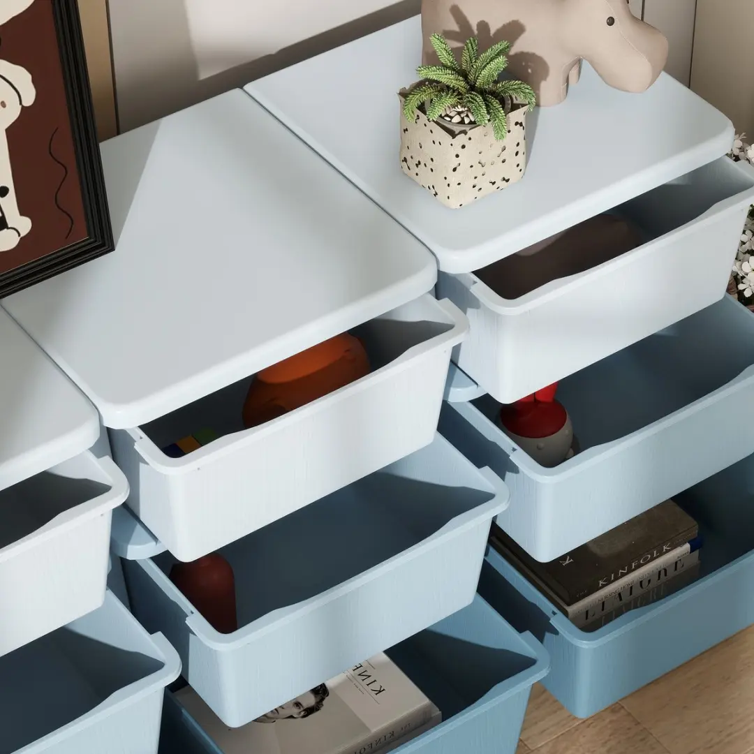 Homcom Kinderopbergbox Blauw - 113x37x56,5cm - 9 Vakken