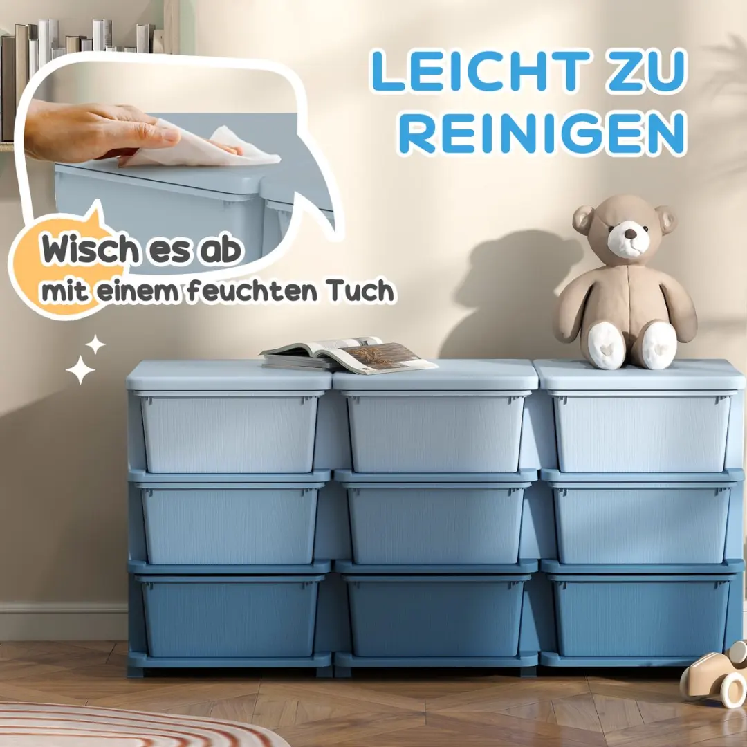 Homcom Kinderopbergbox Blauw - 113x37x56,5cm - 9 Vakken