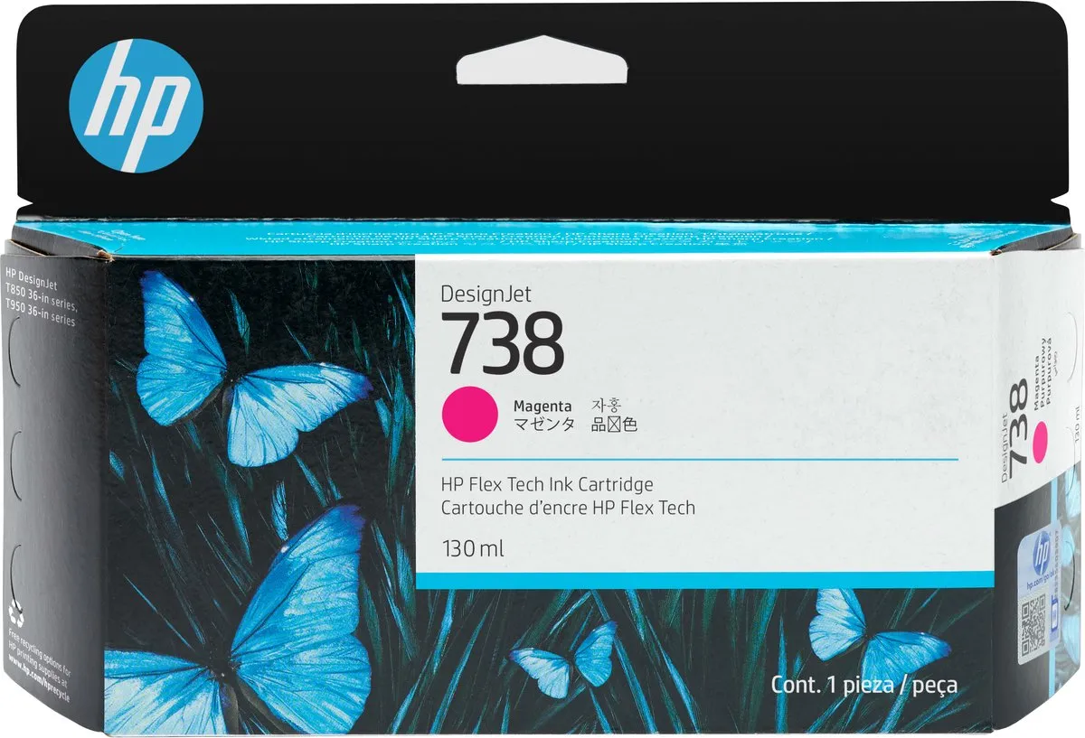 HP DesignJet 738 Magenta Inktcartridge 130ml - 498N6A