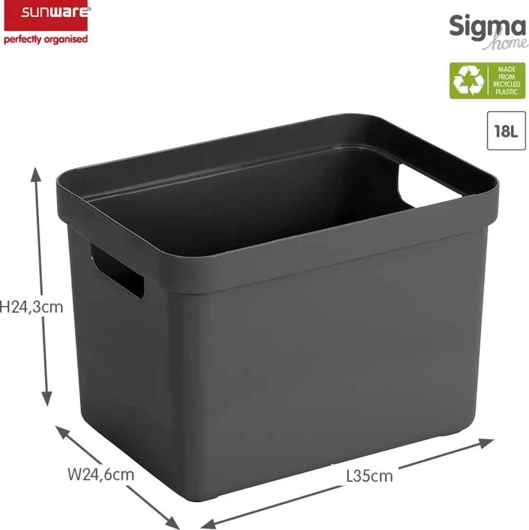 Sunware Sigma Home Opbergbox 18L - 35x24.6x24.3cm - Antraciet