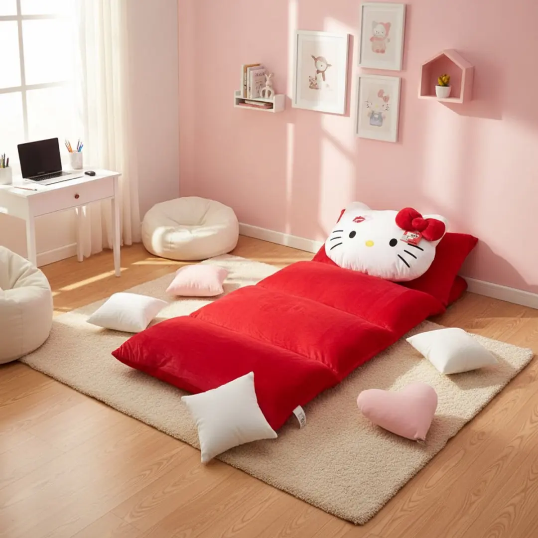 Hello Kitty Mat Kussen 58x137cm - Rood