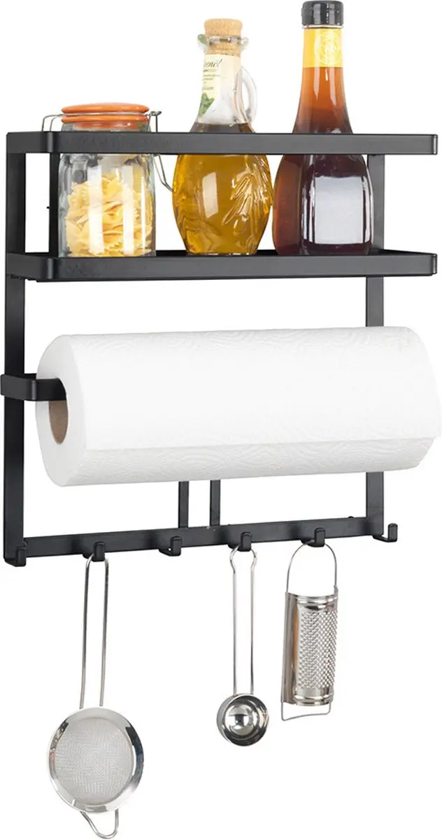 Wenko Gala Keukenrek 30x33cm - 6 Haken - Zwart Staal