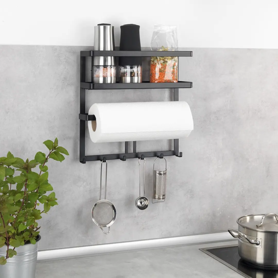 Wenko Gala Keukenrek 30x33cm - 6 Haken - Zwart Staal