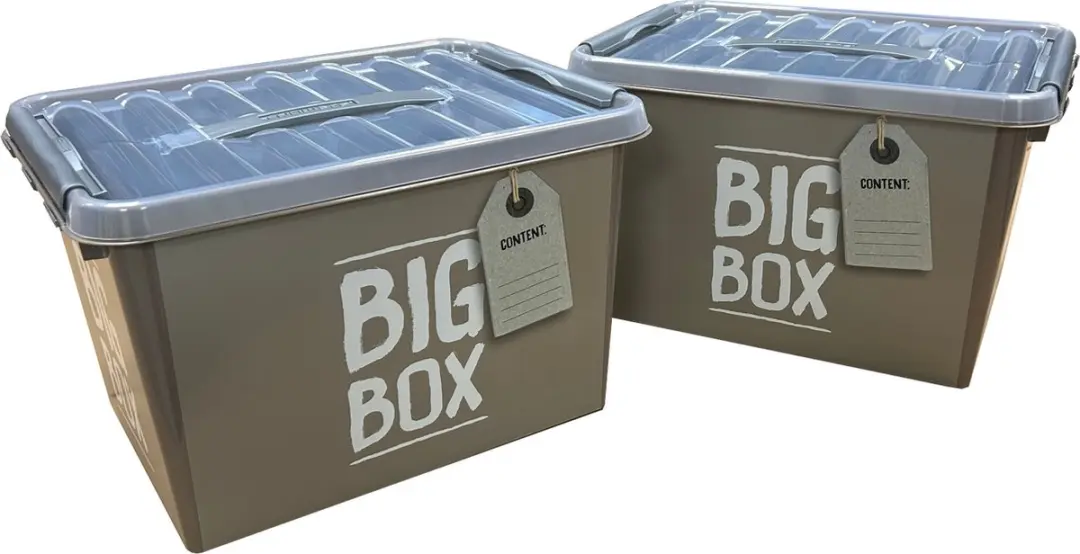 Sunware Q-Line Opbergbox 22L - Grijs/Transparant - 2 Stuks