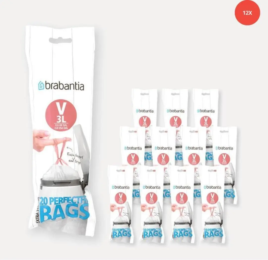 Brabantia PerfectFit Vuilniszakken 3L - 240 Stuks (12x20) - Wit