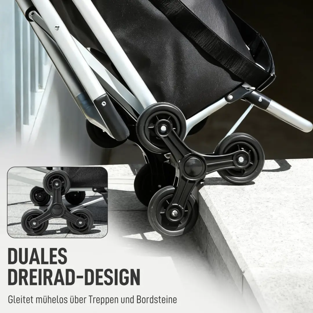 Homcom Winkelwagen 3-in-1 - 46L Zwart - afbeelding 6 van 6