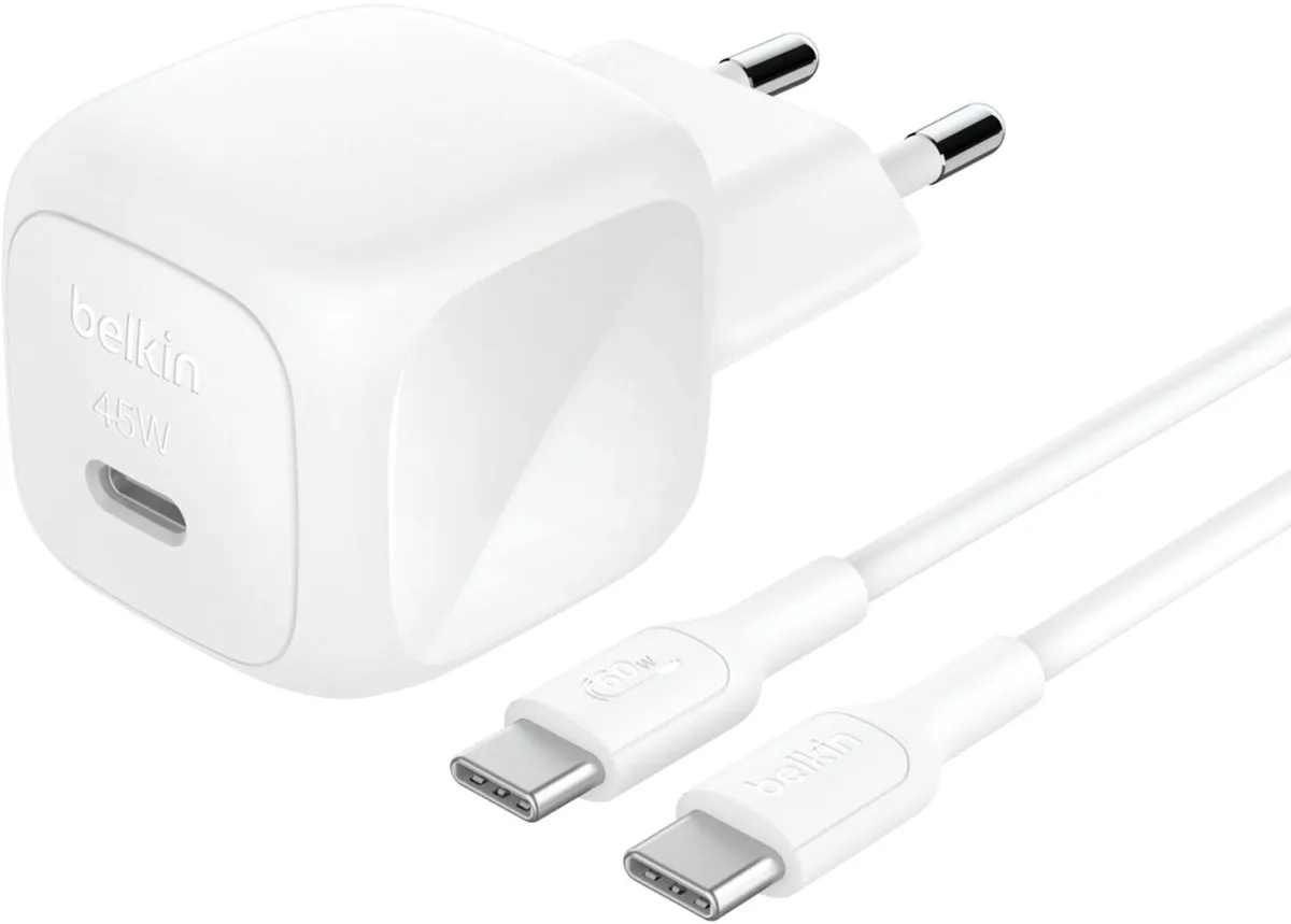 Belkin USB-C Wandlader 45W - 1m USB-C Kabel - Wit