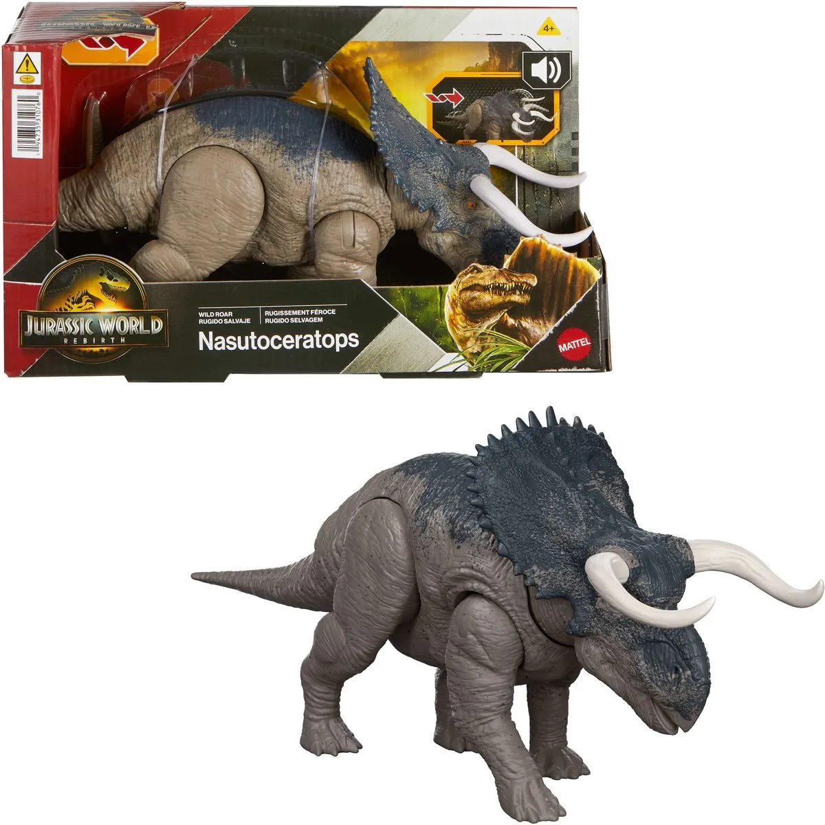 Mattel Jurassic World Wild Roar Nasutoceratops Speelfiguur