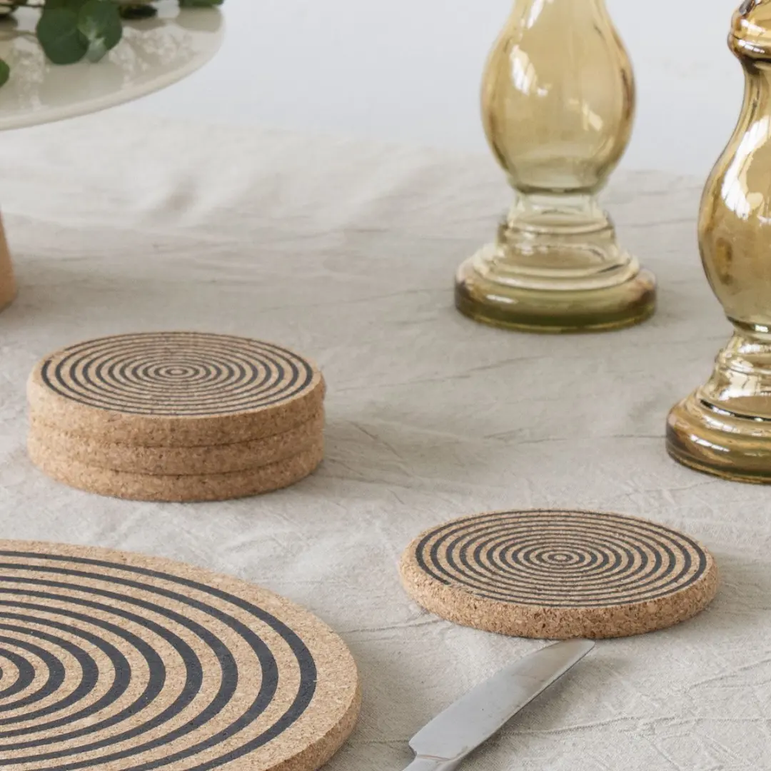 Liga Orbit Onderzetter - 4 Stuks Kurk Beige