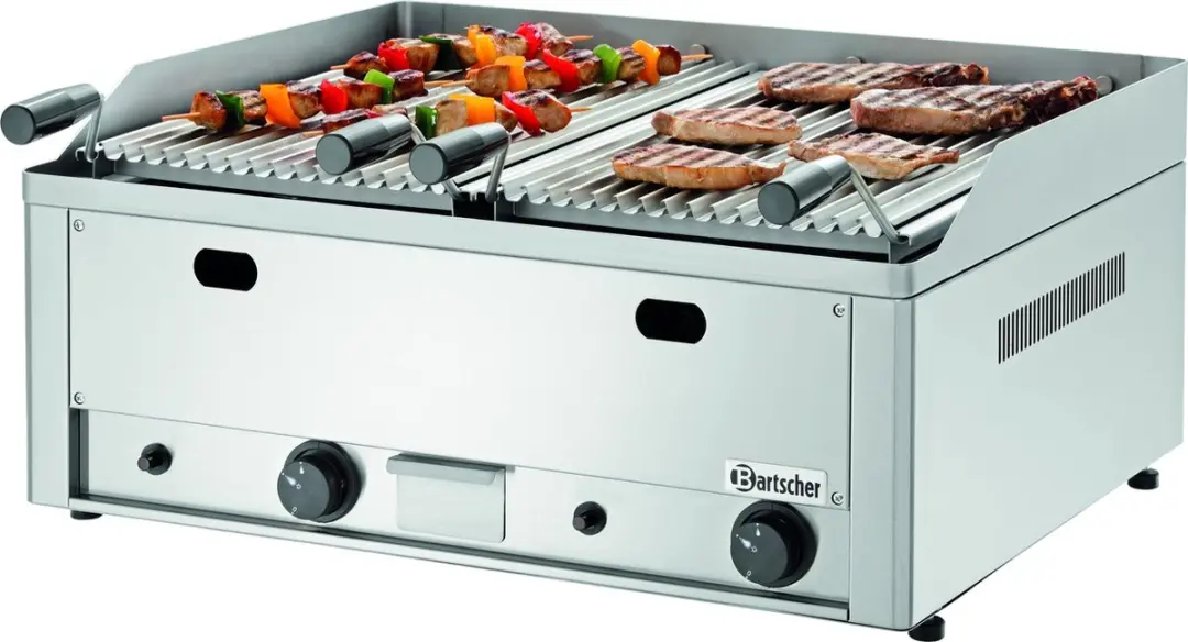 Bartscher Lavasteengrill Gas 70 2006601 - 2 Vakken 8kW - RVS