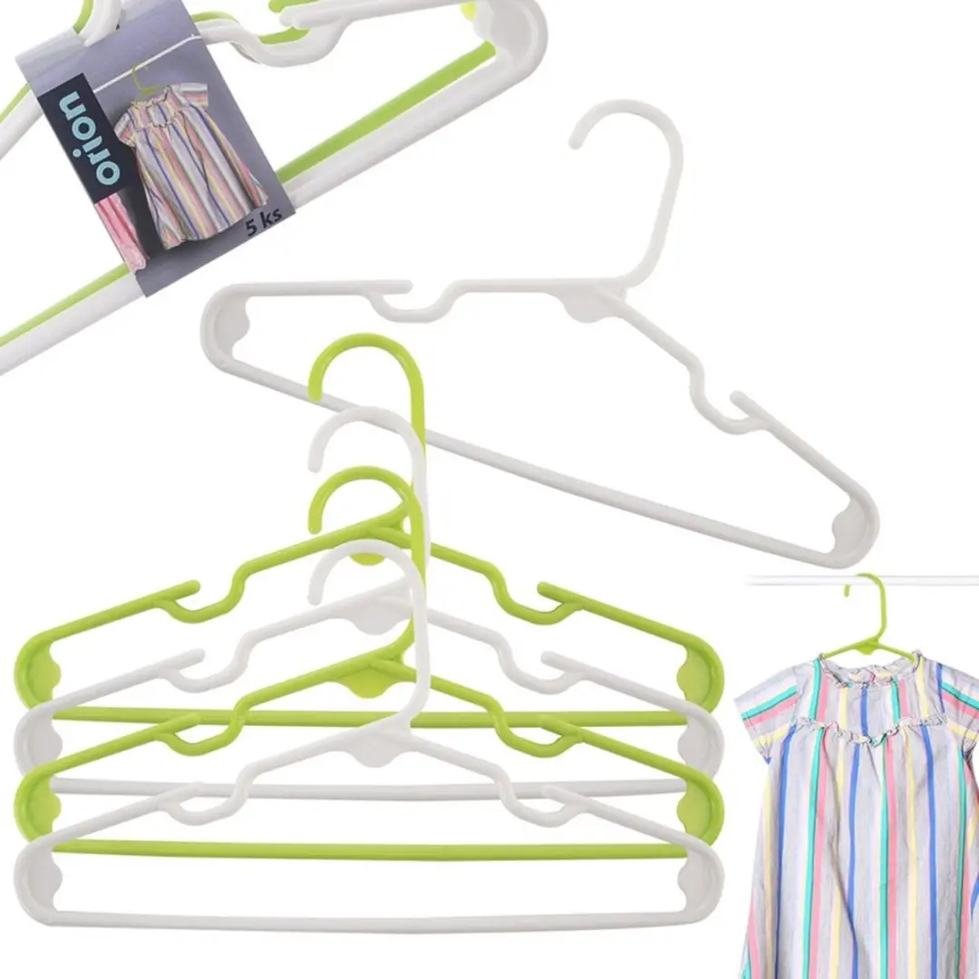 Orion Kinderkleding Hanger Set 5 Stuks - Wit/ Groen