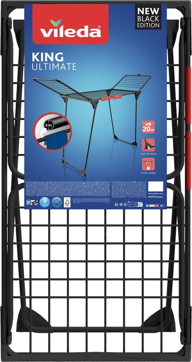 Vileda King Ultimate Droogrek 174096 - 20m - Zwart