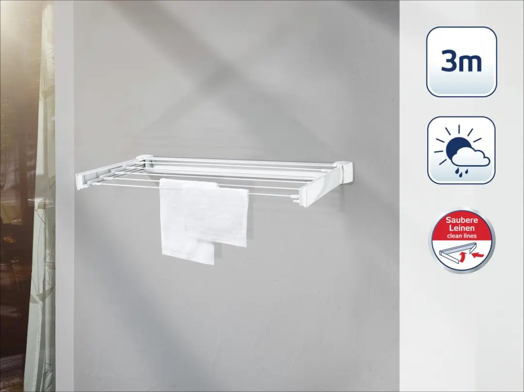 Leifheit Telegant 30 Protect Wanddroogrek - Wit - afbeelding 6 van 6