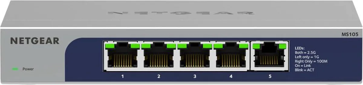 Netgear MS105 Unmanaged Switch 5x 2,5Gbps - Grijs