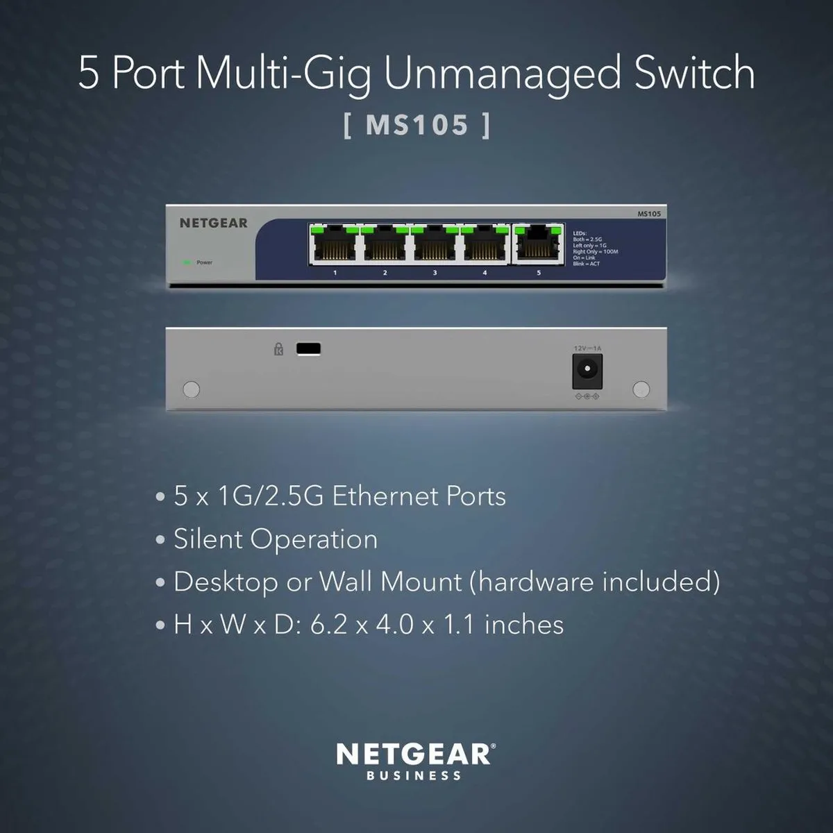 Netgear MS105 Unmanaged Switch 5x 2,5Gbps - Grijs