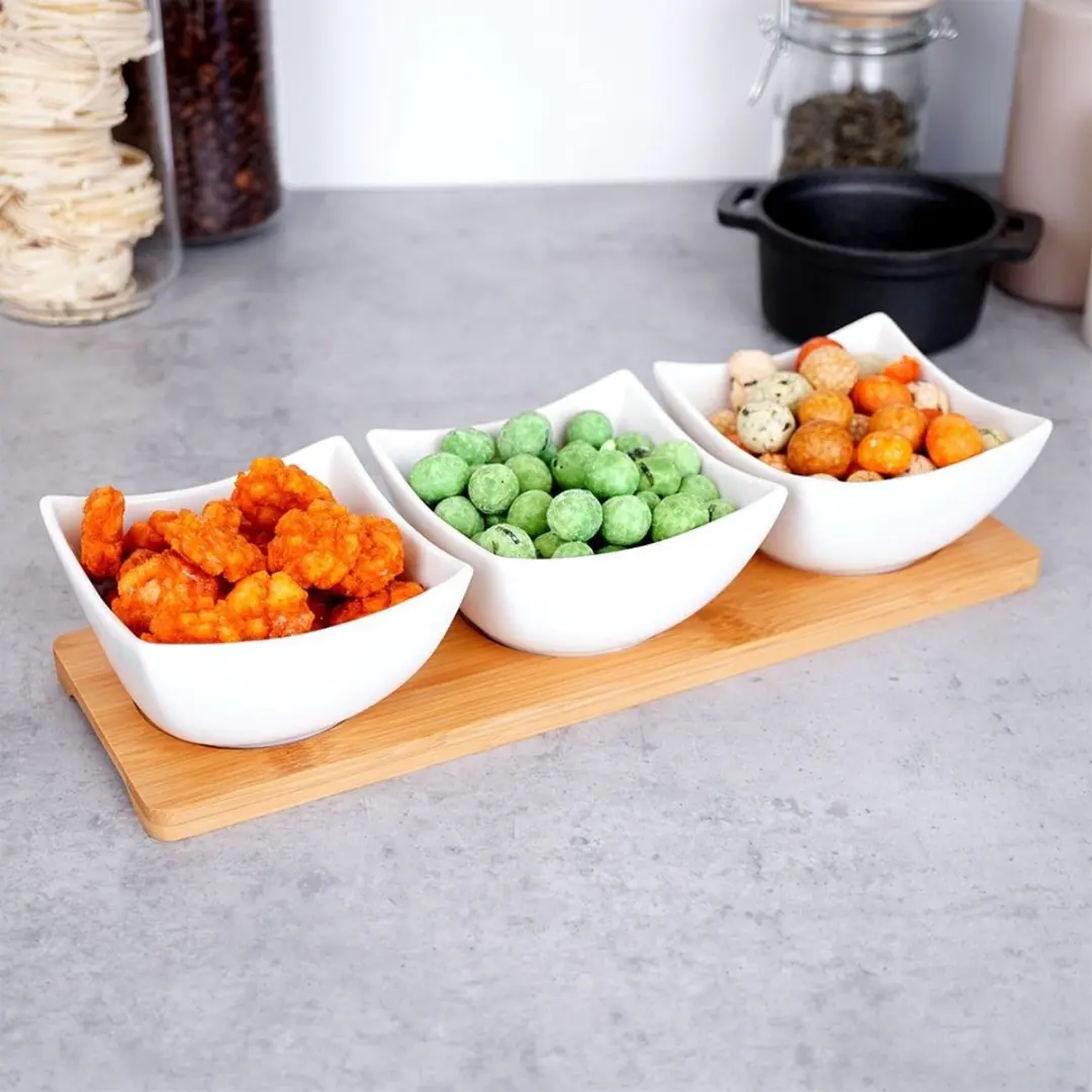 Excellent Houseware Serveerplank Porselein - 4-delig Wit