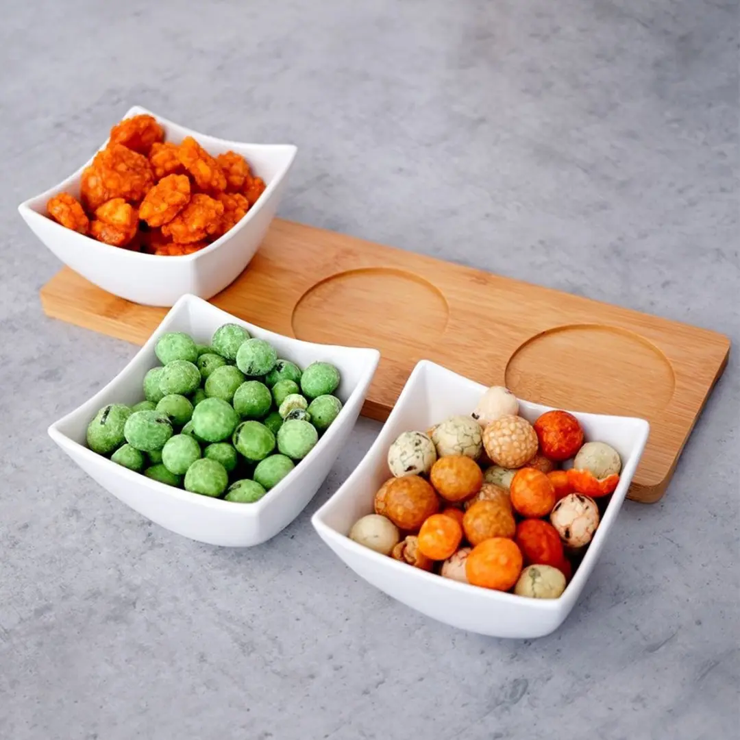 Excellent Houseware Serveerplank Porselein - 4-delig Wit - afbeelding 6 van 6