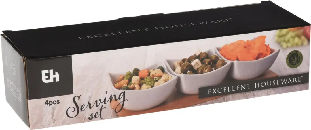 Excellent Houseware Serveerplank Porselein - 4-delig Wit