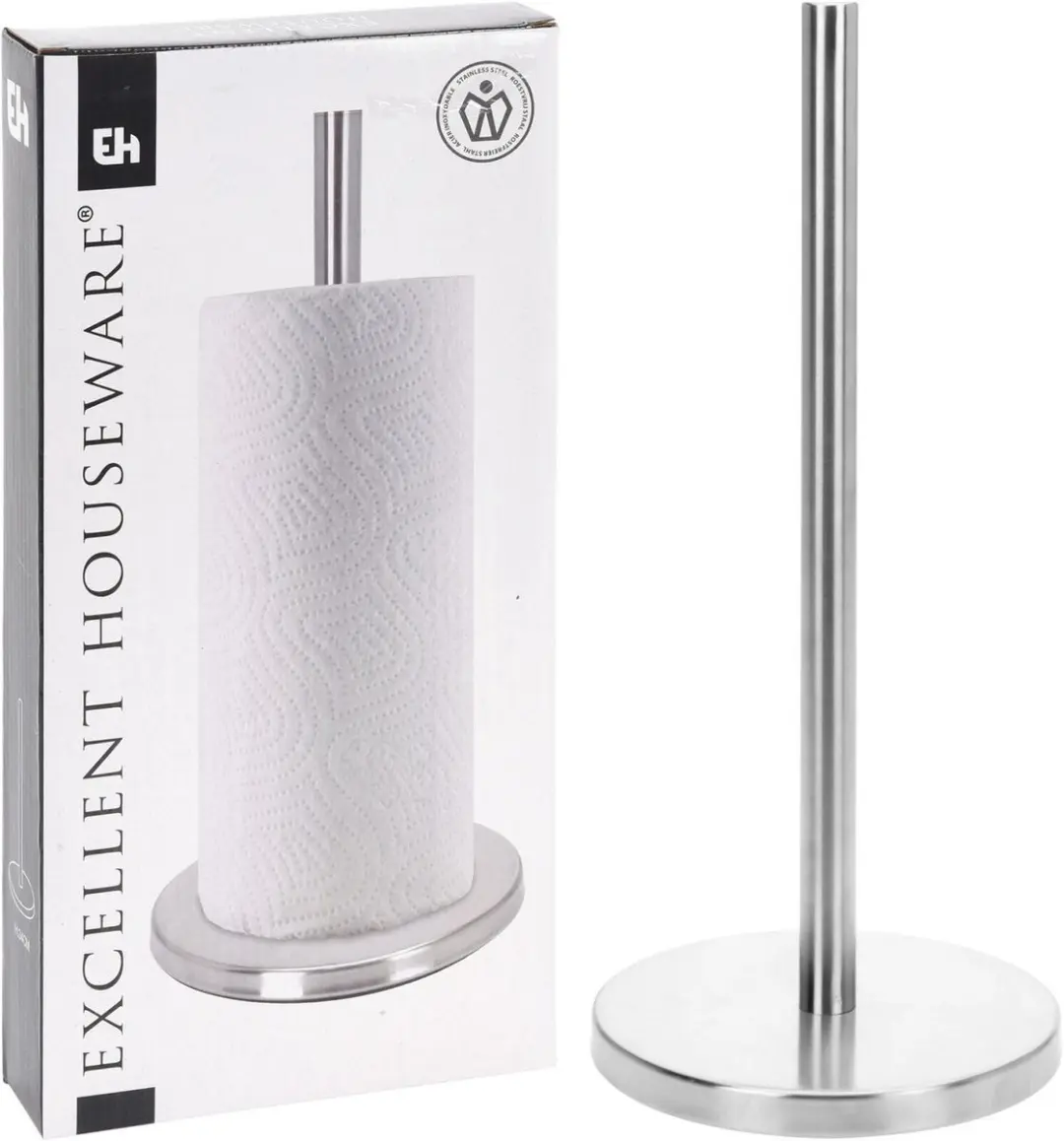 Excellent Houseware Keukenrolhouder RVS 33,5cm - Zilver - afbeelding 6 van 6