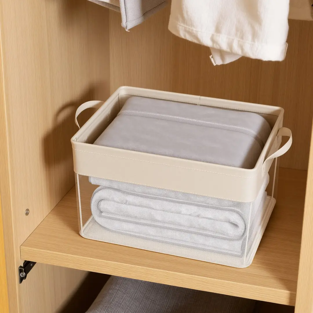 Songmics Opvouwbare Opbergbox Set 3 Stuks - 29L - Crèmewit