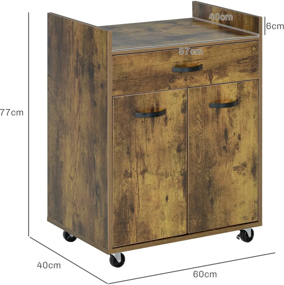 Homcom Keukenwagen 60x40x77cm Rustiek Bruin