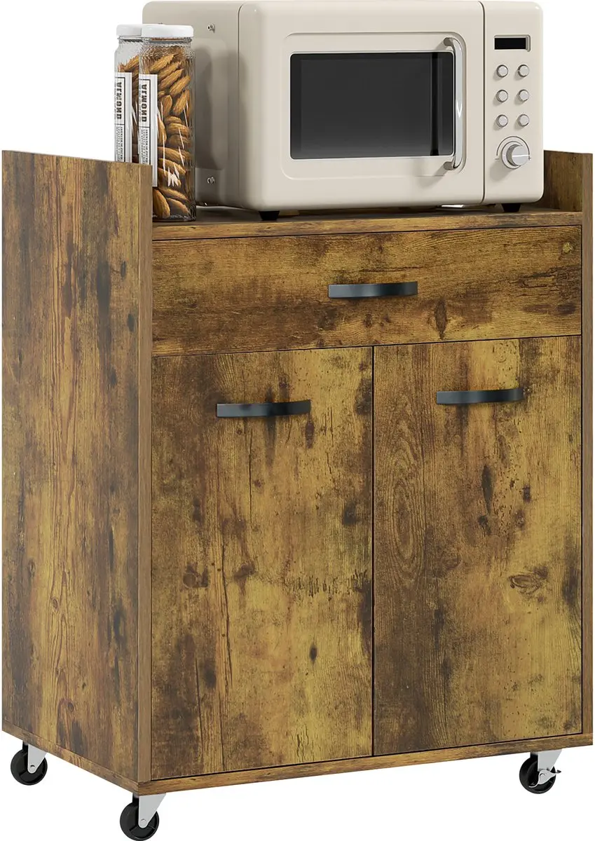Homcom Keukenwagen 60x40x77cm Rustiek Bruin