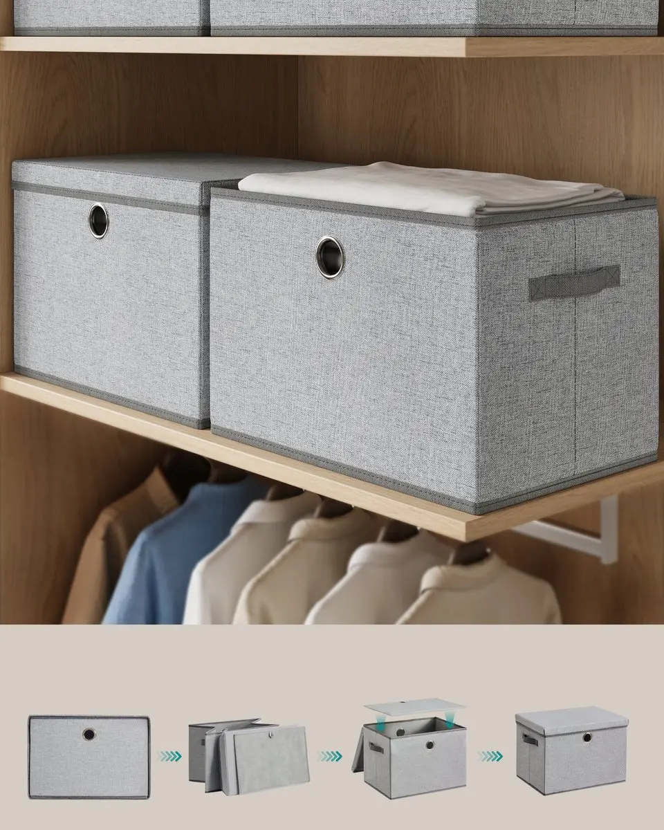 Songmics Opbergbox 38L - 3 Stuks - Hellgrijs