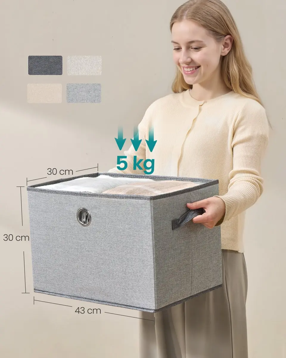 Songmics Opbergbox 38L - 3 Stuks - Hellgrijs