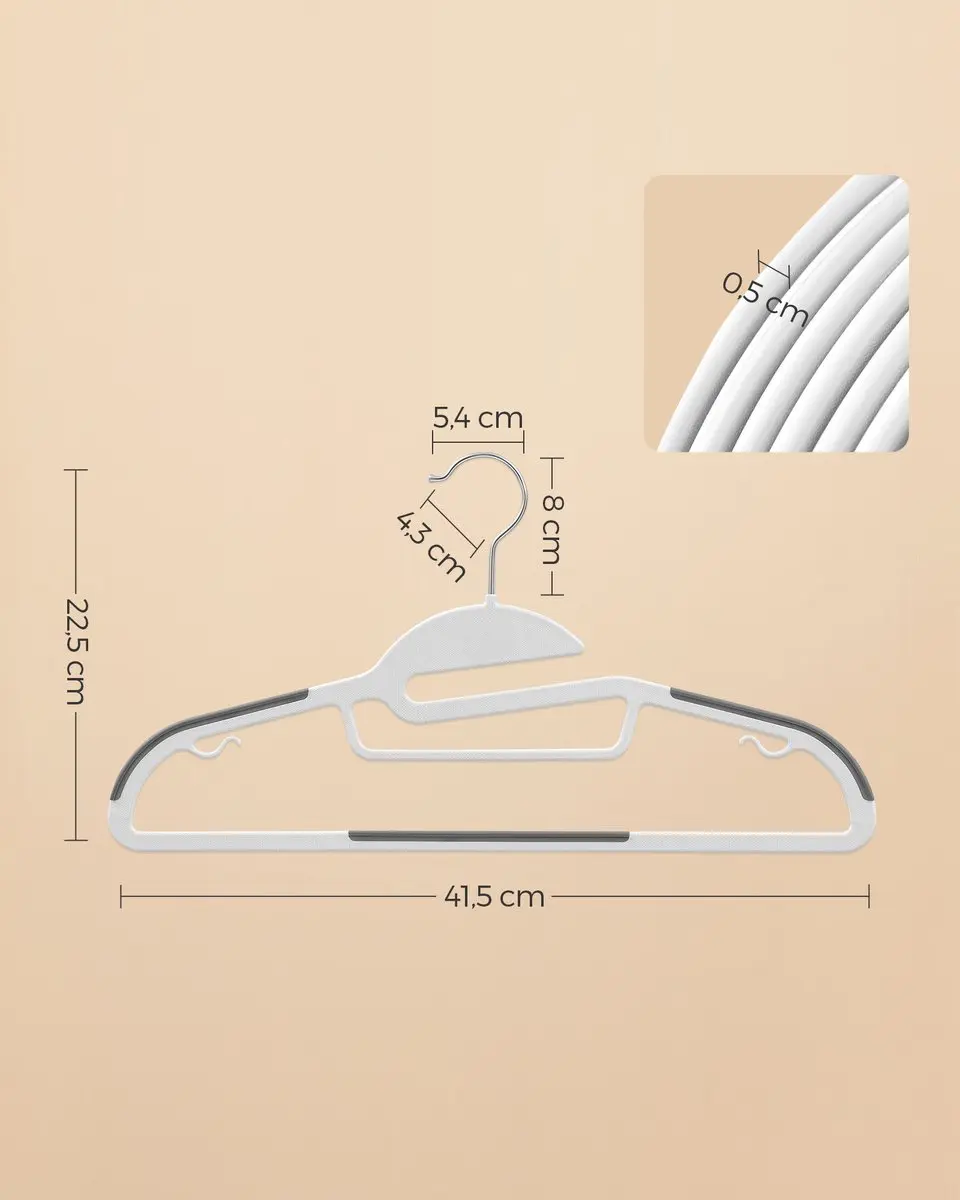 Songmics Kledinghangers Set 50 Stuks - Wit-Donkergrijs