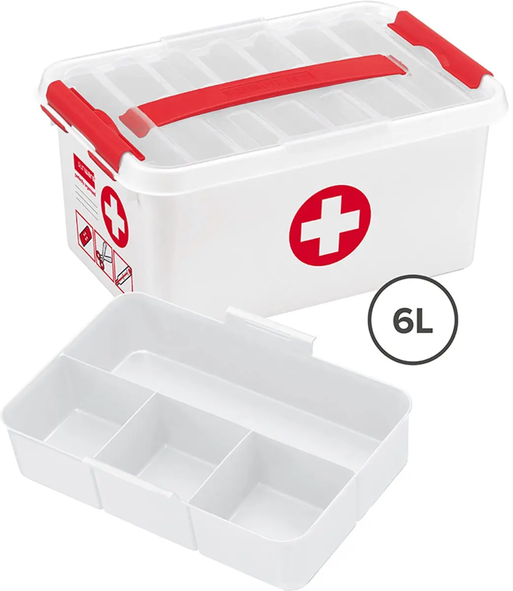 Sunware Q-line EHBO Opbergbox 6L - 30x20x14.5cm Rood