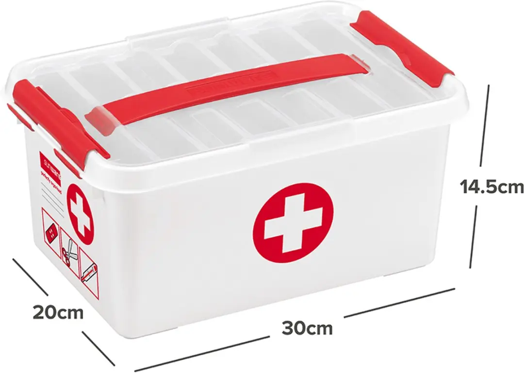 Sunware Q-line EHBO Opbergbox 6L - 30x20x14.5cm Rood