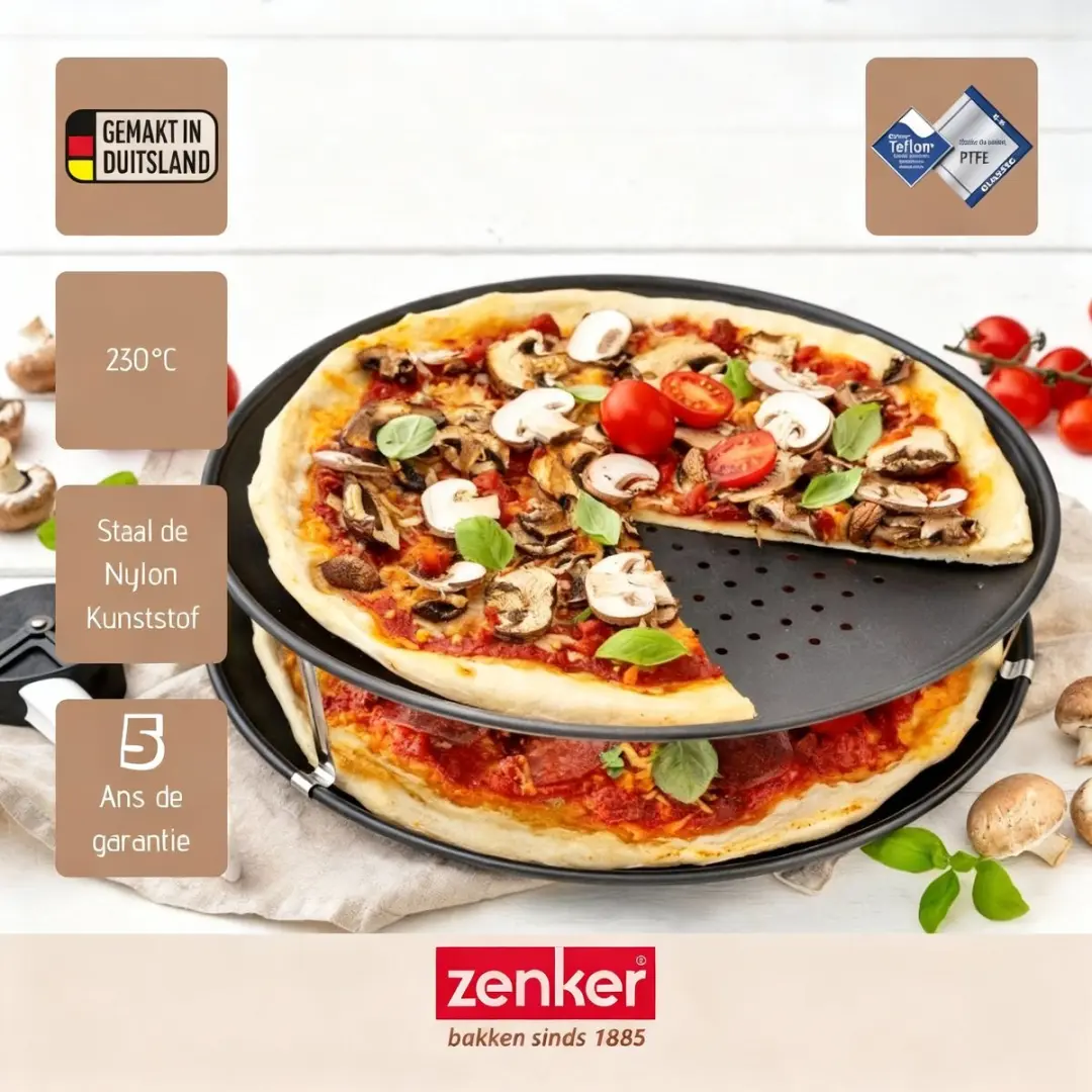 Zenker Special Countries Pizzaset 2x32cm - Pizzaplaten & Snijder - Zwart