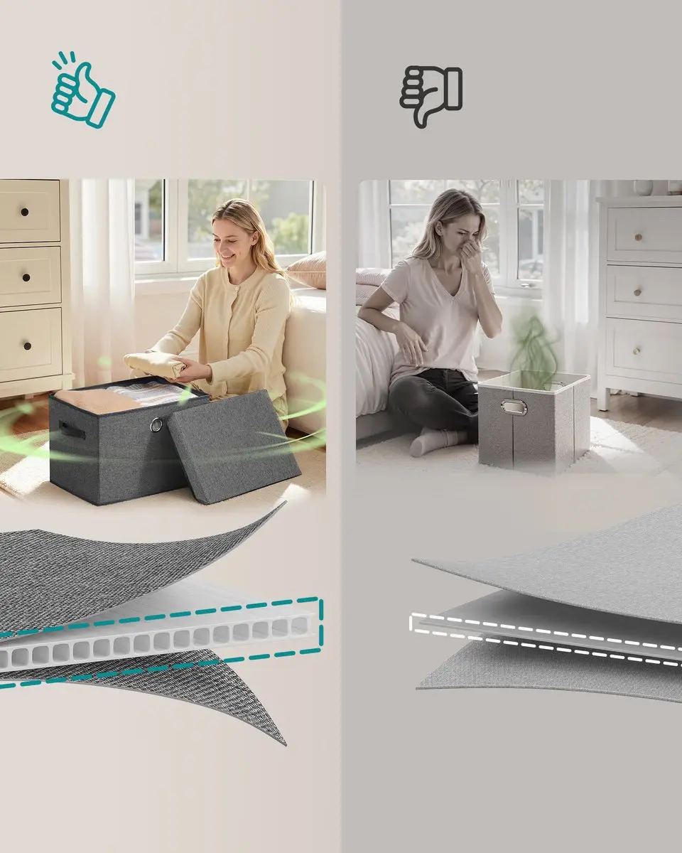 Songmics Opbergboxen 38L - 3 Stuks - Donkergrijs - afbeelding 2 van 6