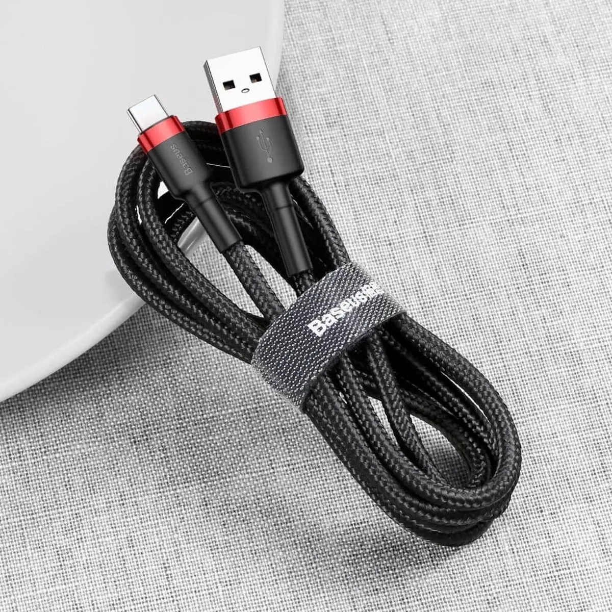 Baseus 3701 USB-C Kabel 0.5M - Nylon Geweven Grijs