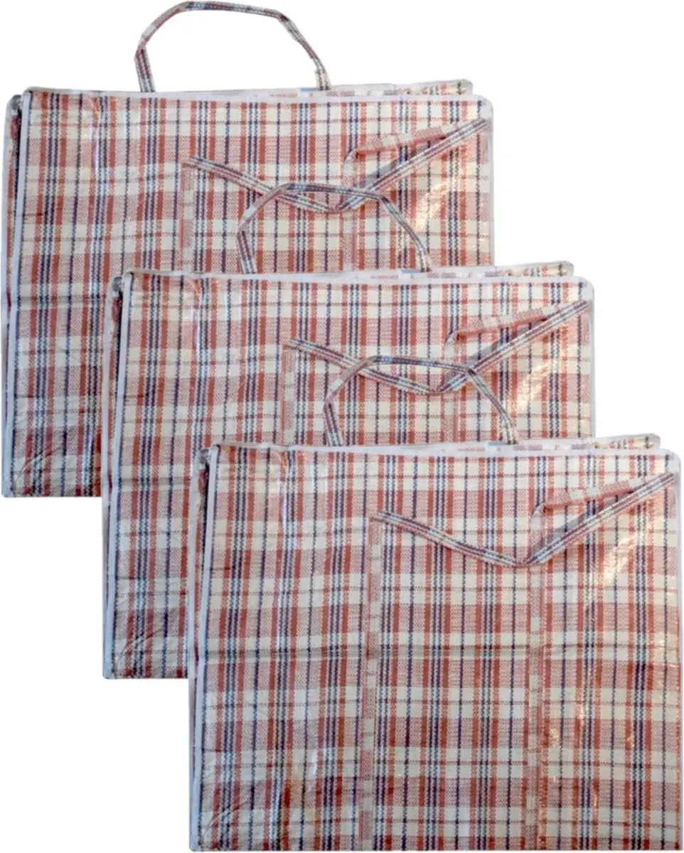 Cosy&Trendy XXL Boodschappentas - 3 Stuks Rood Geruit 82L