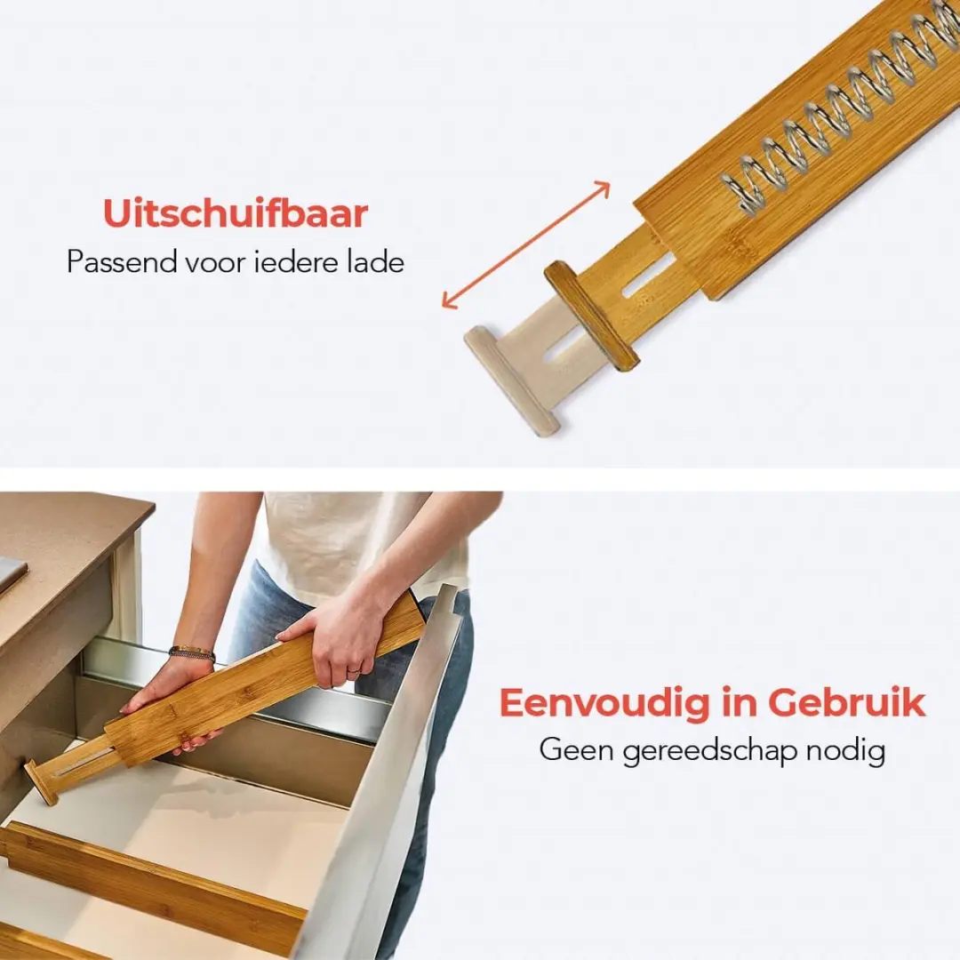 KitchenBrothers Ladeverdeler 4-delig Bamboe - 44-56cm