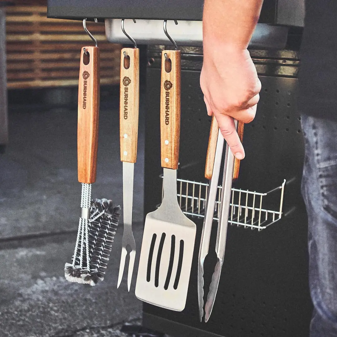 Burnhard BBQ Gereedschapset 4-delig RVS - Acaciahout