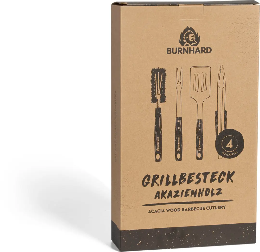 Burnhard BBQ Gereedschapset 4-delig RVS - Acaciahout