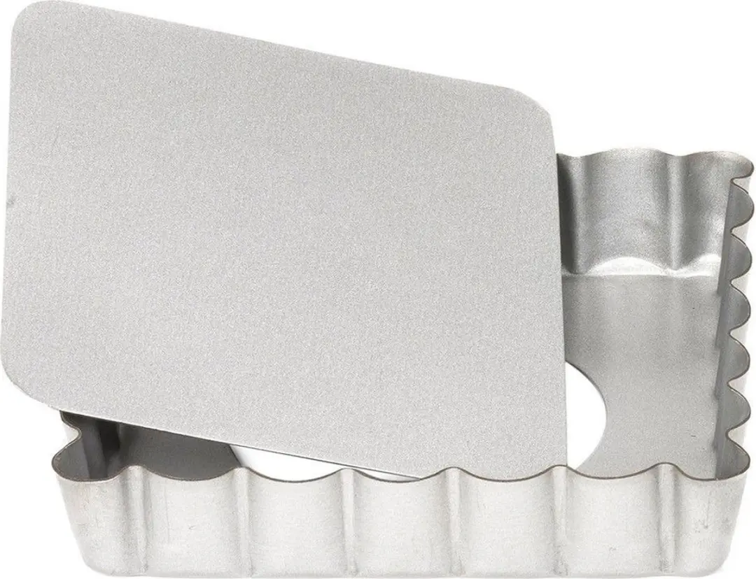 Set van 4x mini taart/quiche bakvormen vierkant en rond zilver 10 cm