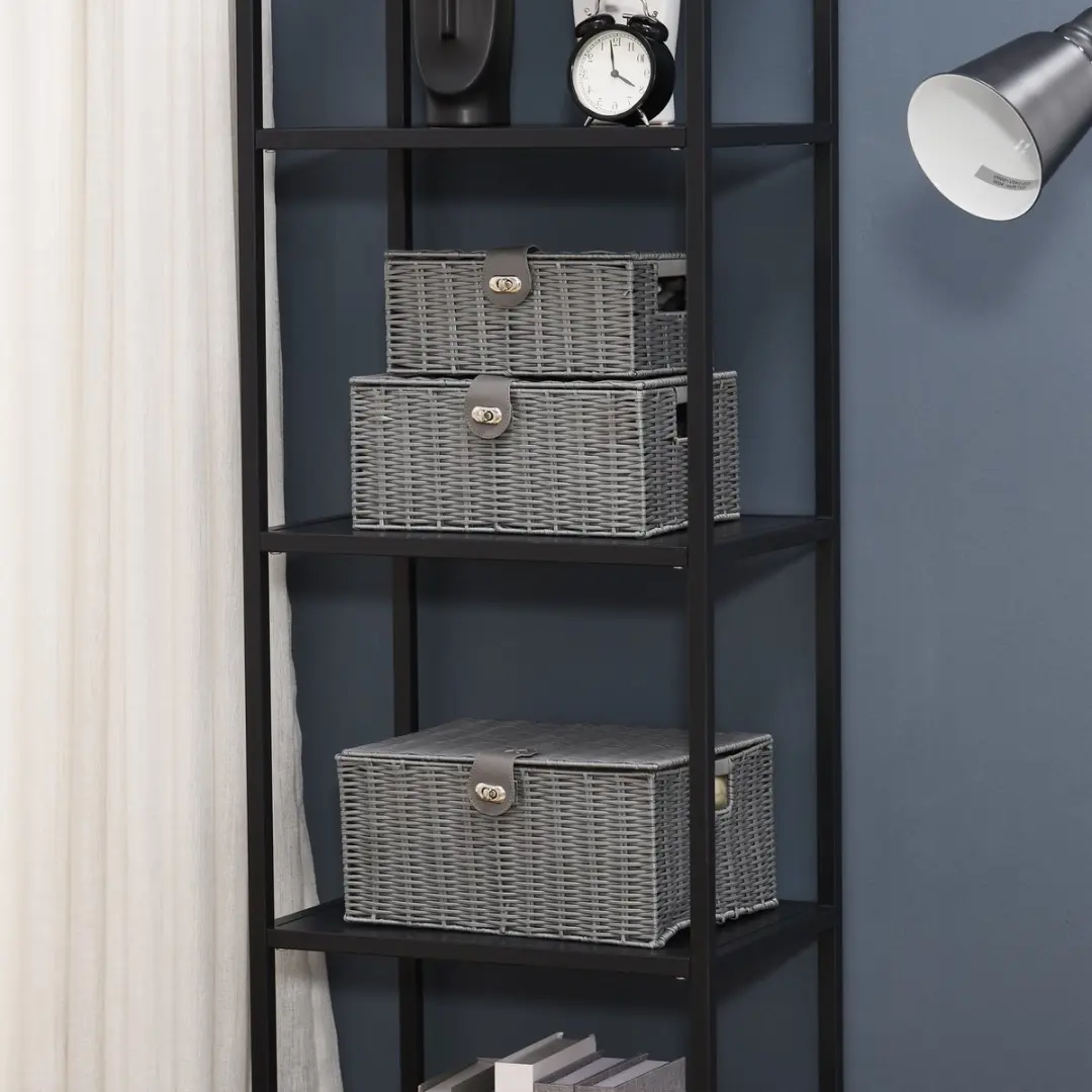 HOMCOM Aufbewahrungskörbe Set mit Verschluss 850-233V00
