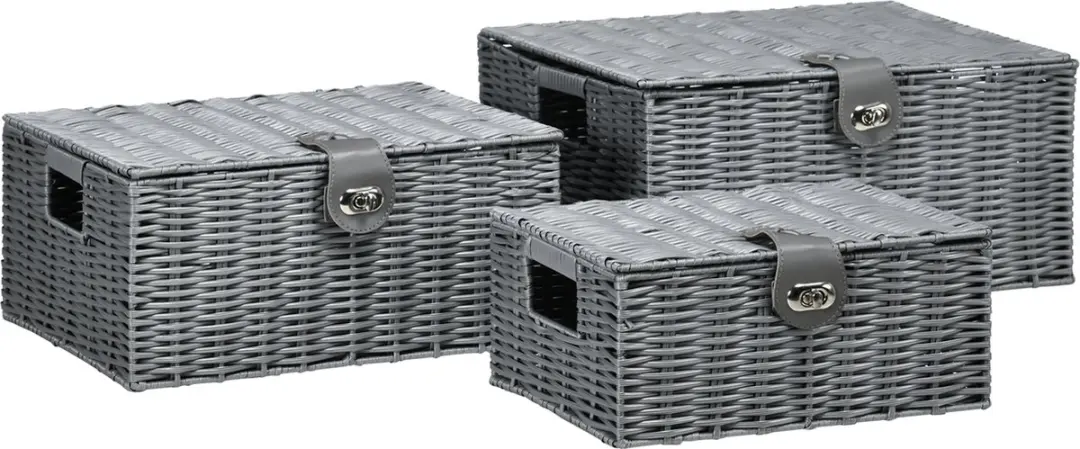 HOMCOM Aufbewahrungskörbe Set mit Verschluss 850-233V00