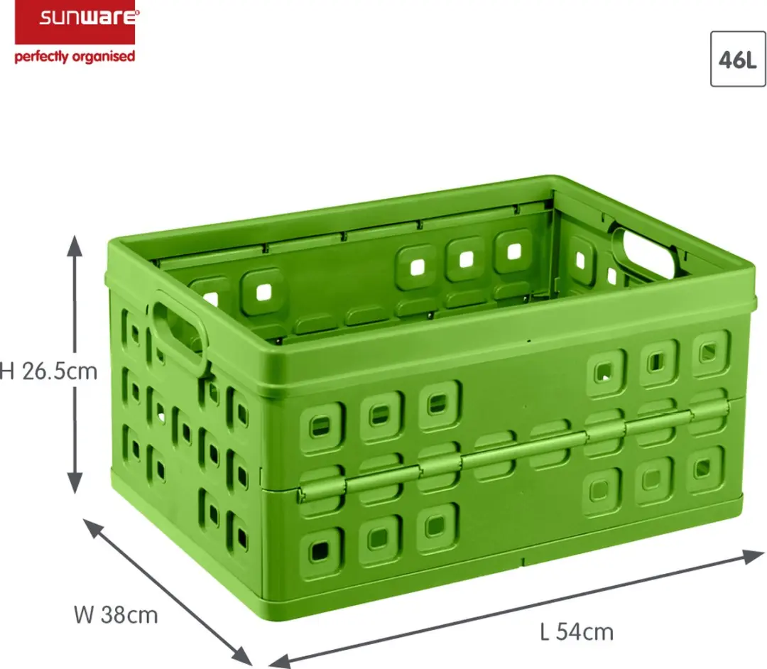 Sunware - Square vouwkrat 46L groen - 54 x 38 x 26,5 cm