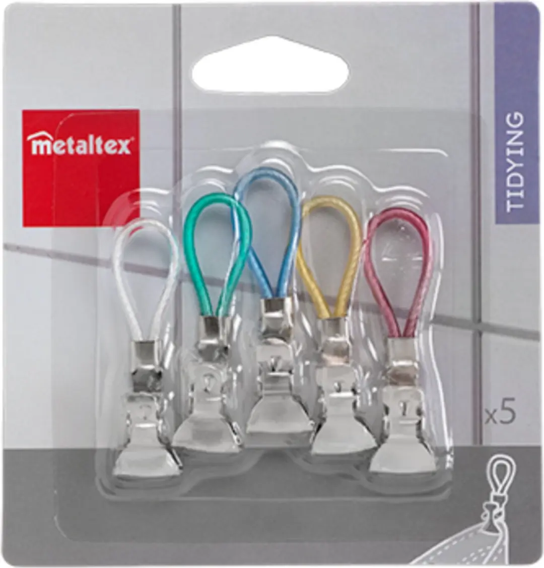 Metaltex - Knijpers Voor Vaatdoek - Set van 5 - Meerdere kleuren